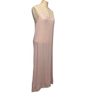 Women M/10 Rayon Rose Pink Maxi Slip Dress Semi Sheer Soft Girl Feminine Flow